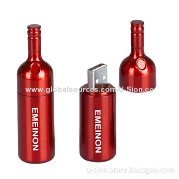 Red Wine Bottle-shaped USB Flash Drives, Good for Wine Promotions, OEM/ODM Orders Welcomed